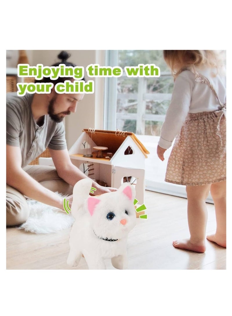 Walking Cat Stuffed Animal Interactive Cat Meowing Tail Wagging Head Nodding Educational Plush Toy Easter Christmas Birthday Gift for Toddlers Kids Girls - Image 4